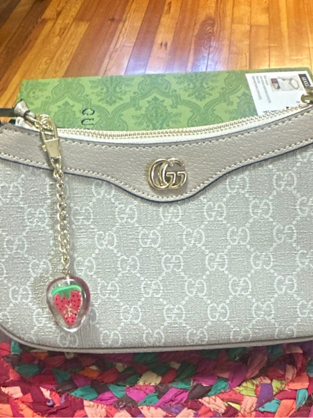 Monogram Luxury Shoulder Bag with Strawberry Charm